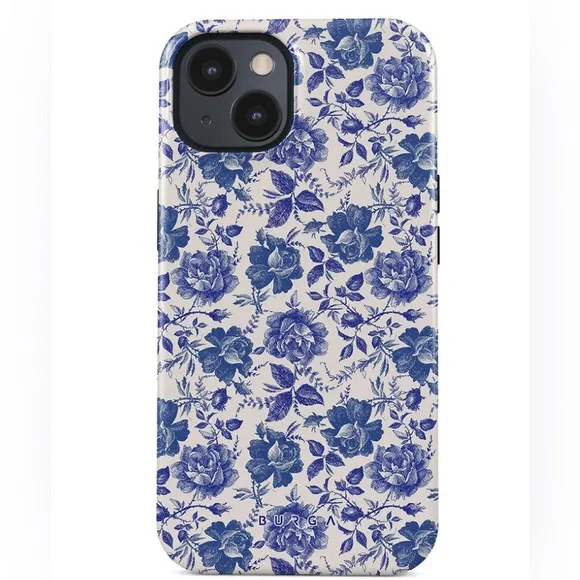 BURGA: BLUE FLORAL PHONE CASE (IPHONE 15) - Picture 1 of 5